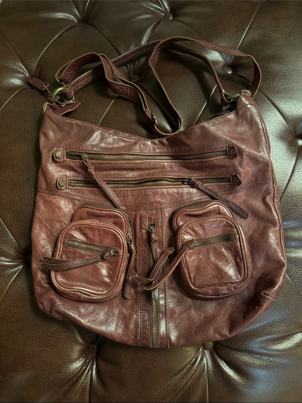 Tano Brown Leather Crossbody Bag